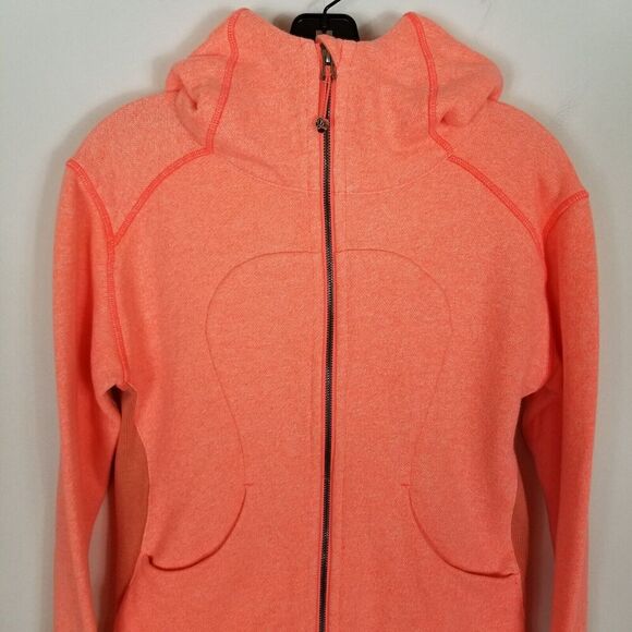 Lululemon Women On The Daily Hoodie Zip Up Jacket Sz 6 Grapefruit Orange - Picture 2 of 5